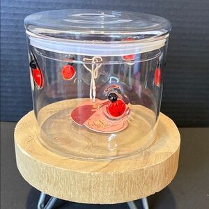 Gourmet Kitchen Glass Accent Storage Jar with Red Ladybug 🐞 Design